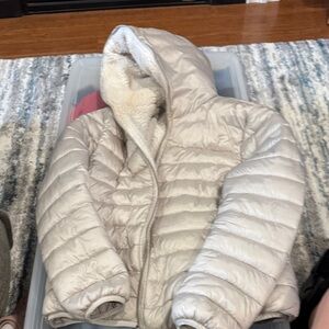 SAVE THE DUCK Cream Quilted Hooded Puffer